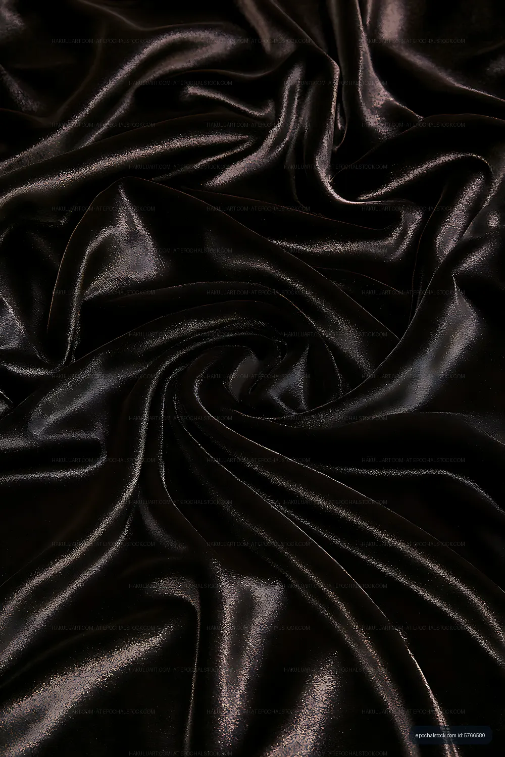 Abstract black satin folds with reflective highlights