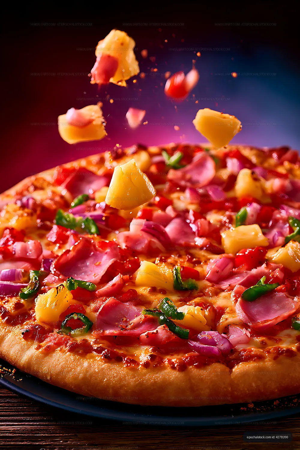 Loaded Pizza with Suspended Topping Pieces