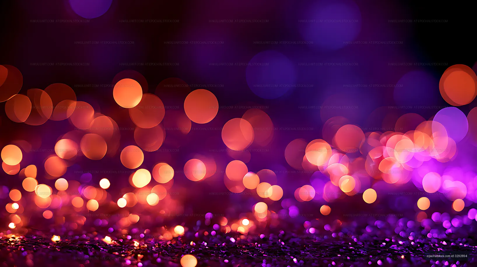 Glowing purple and orange bokeh abstract backdrop