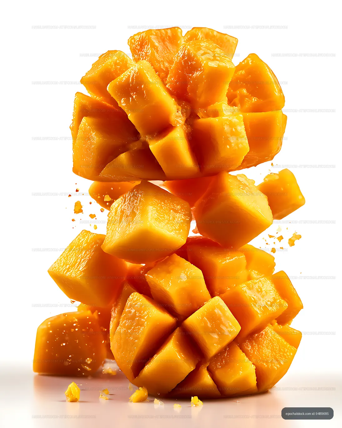 Close-up stack of juicy orange fruit cubes