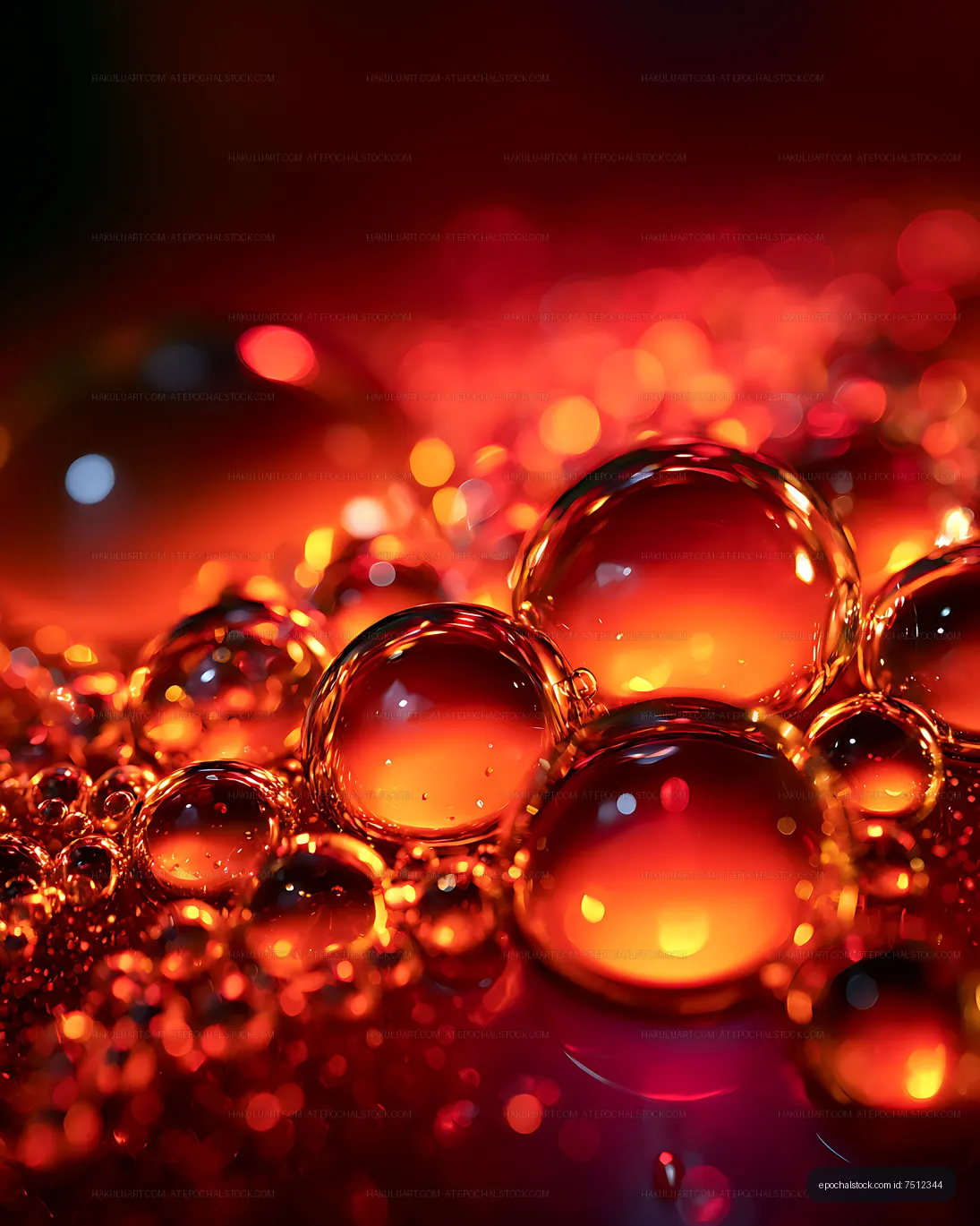 Glowing red and orange bubbles in an abstract close-up