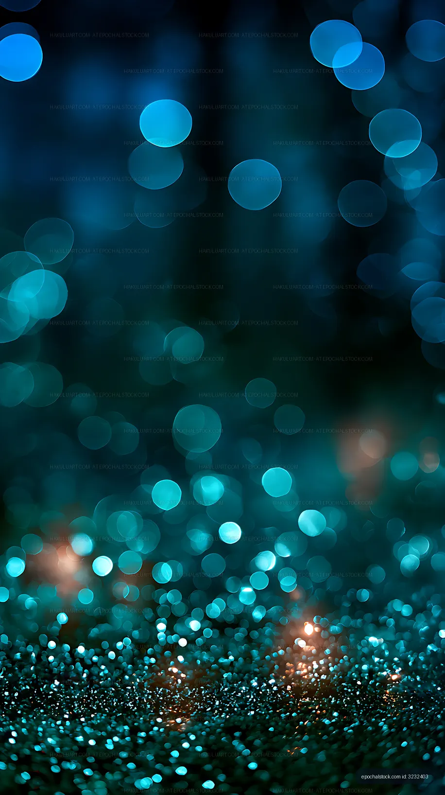 Blue teal bokeh abstract background with sparkling foreground