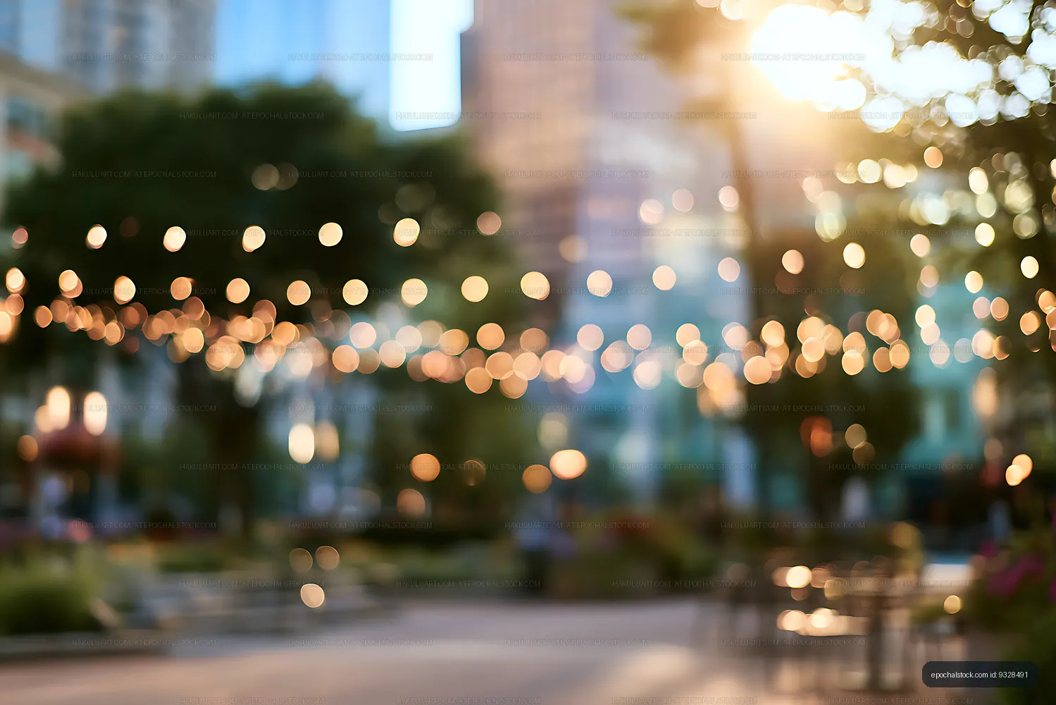Atmospheric bokeh lights on an urban boulevard