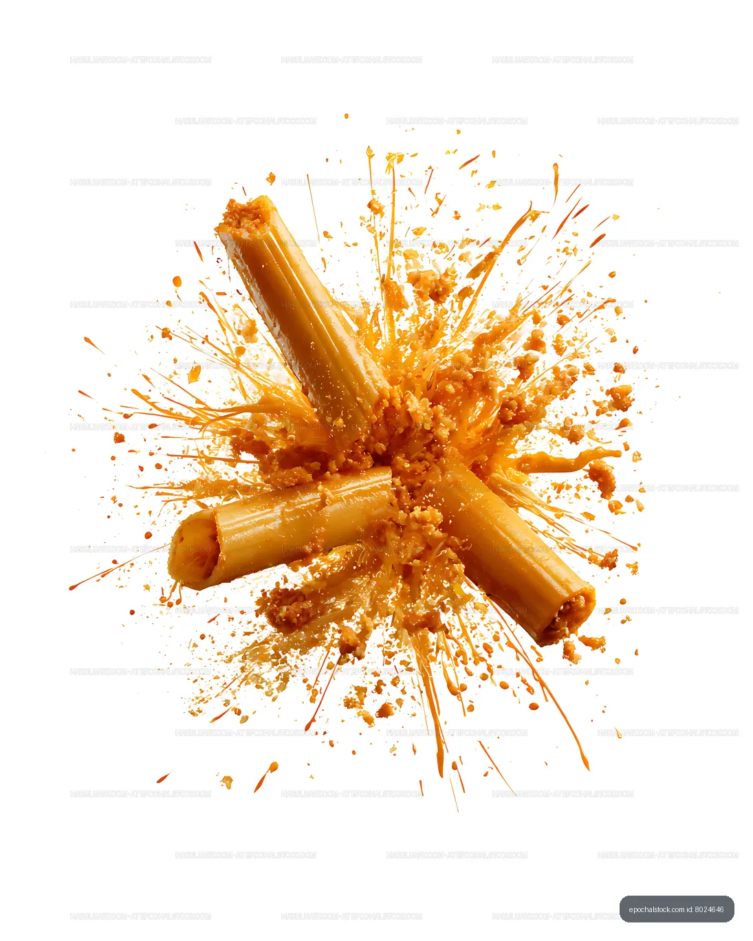 Cannelloni pasta surrounded by a vivid sauce splash