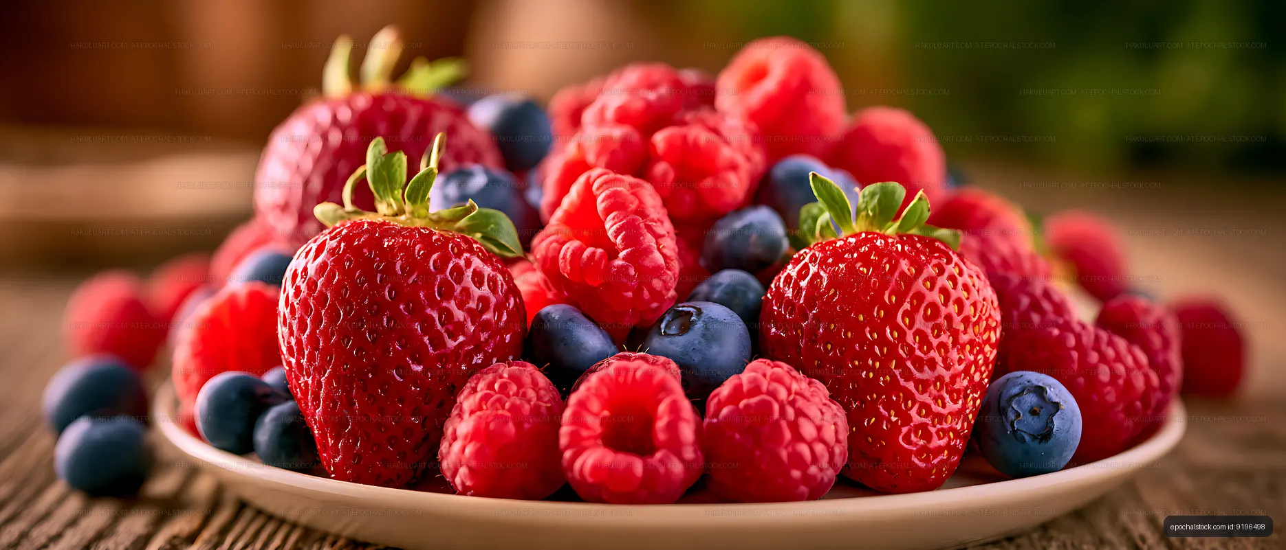 Close-up plate of fresh summer berries