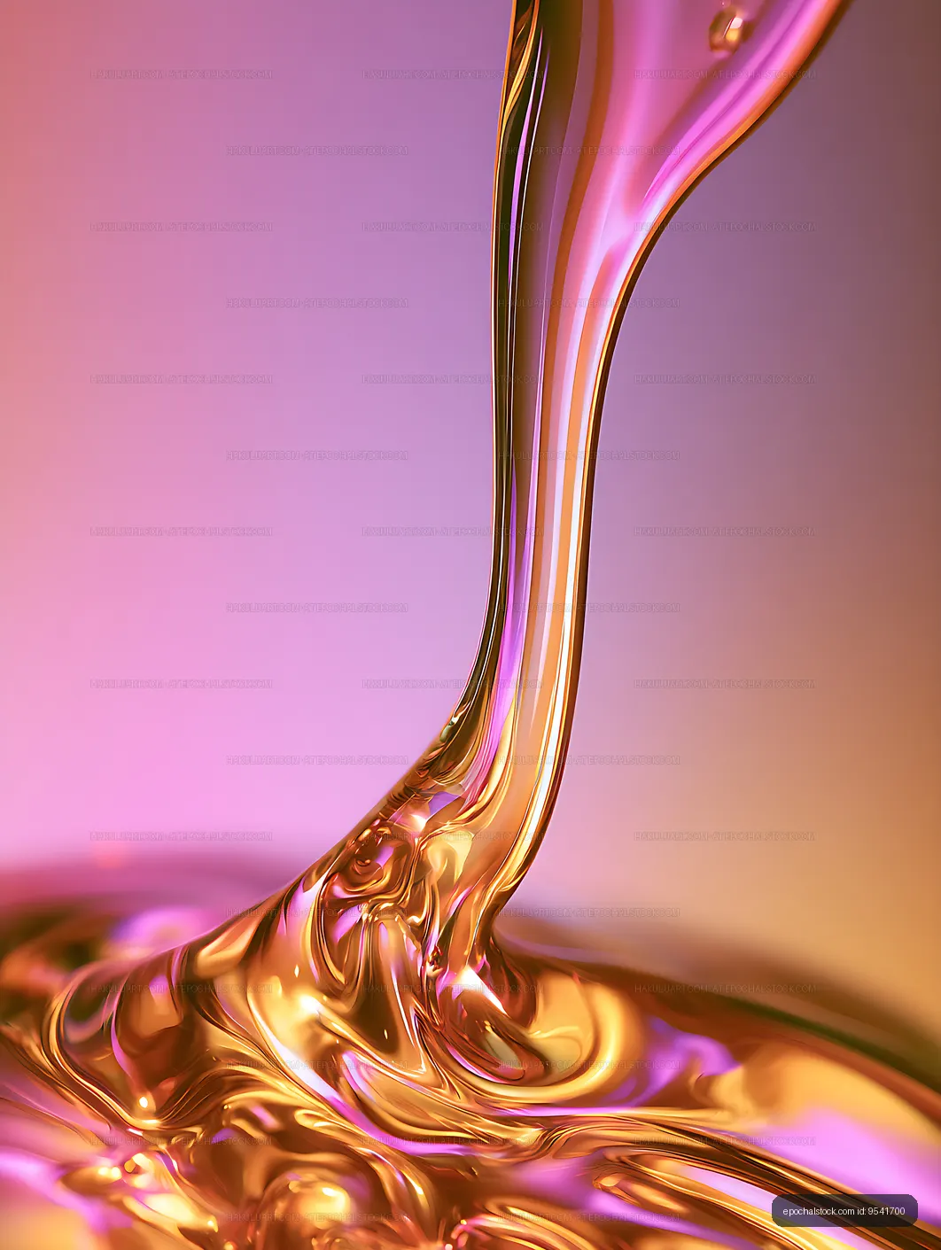 Flowing pink and gold metallic abstract background