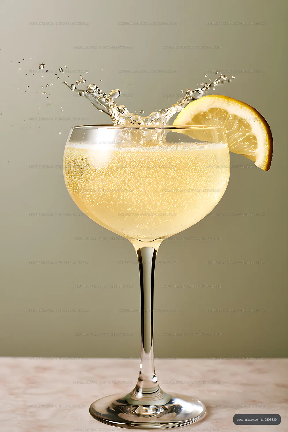 Elegant sparkling lemon beverage with dynamic splash