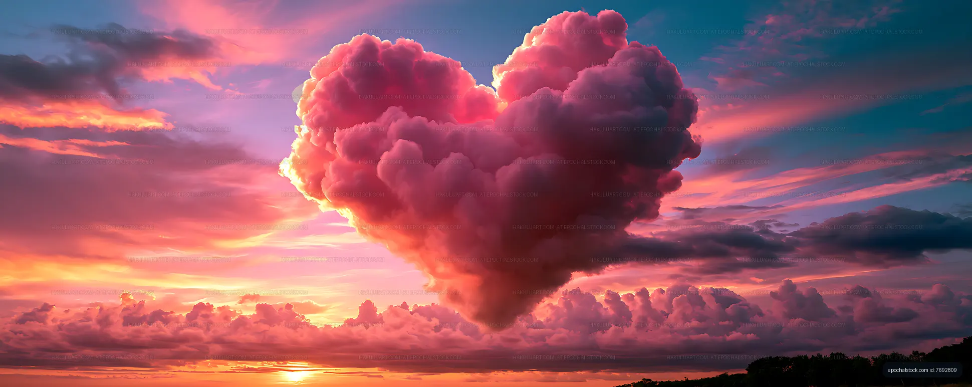 Vivid pink cloudscape during sunset