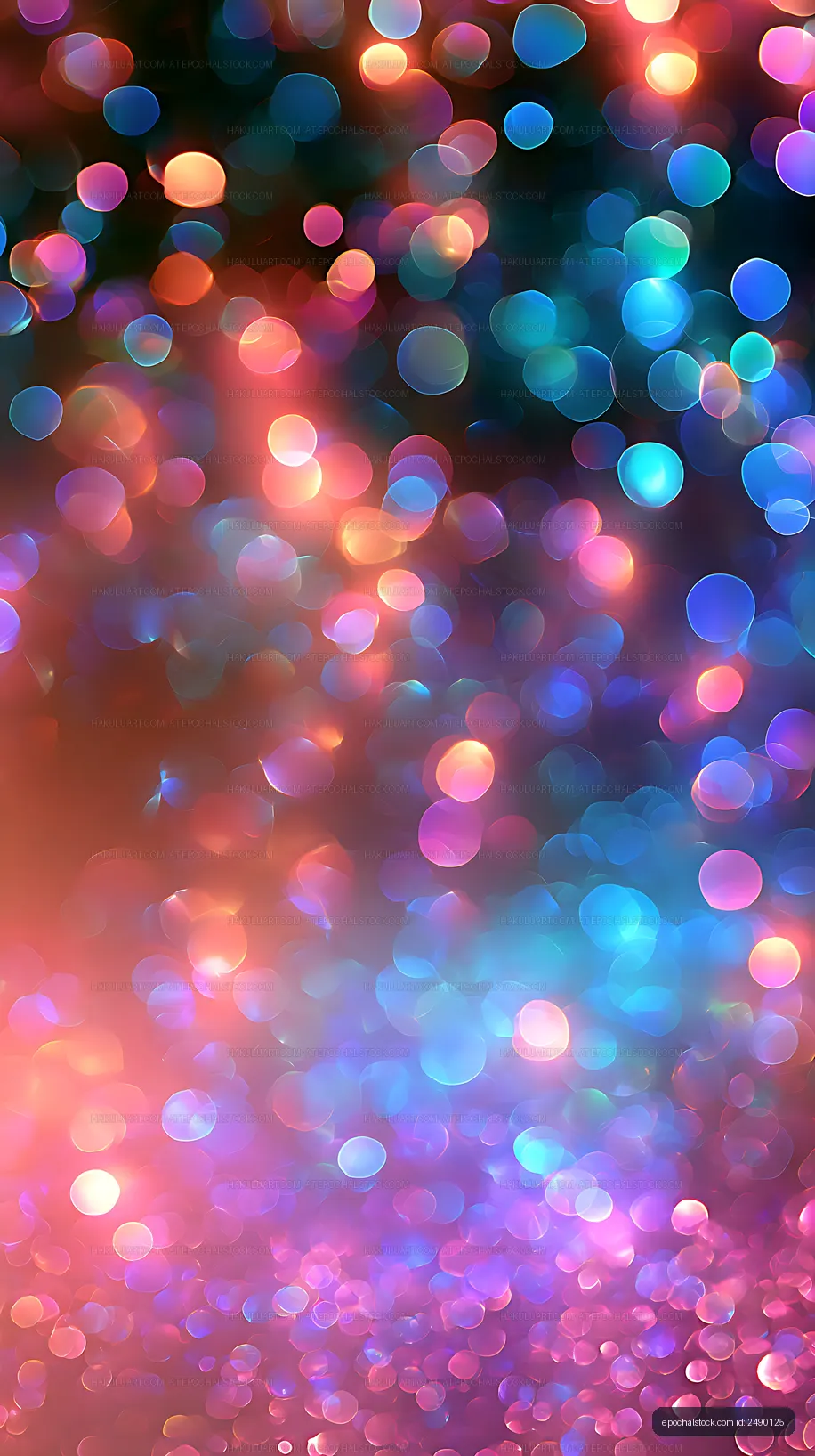 Dreamy abstract field of colorful glowing bokeh