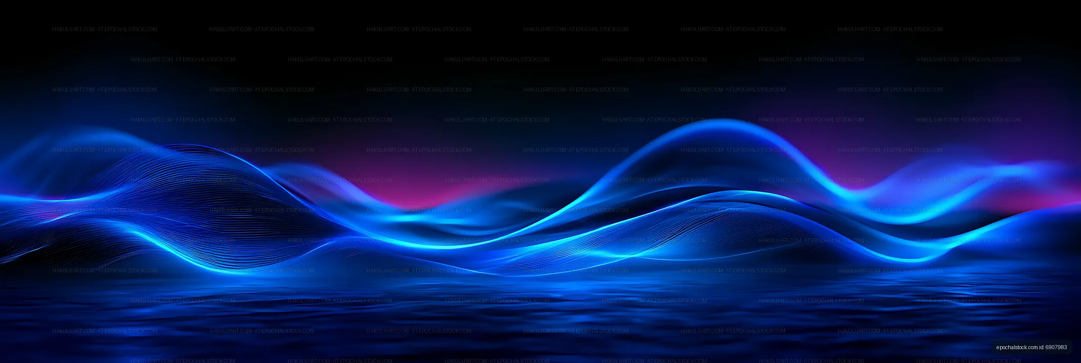 Flowing neon blue wave pattern in darkness
