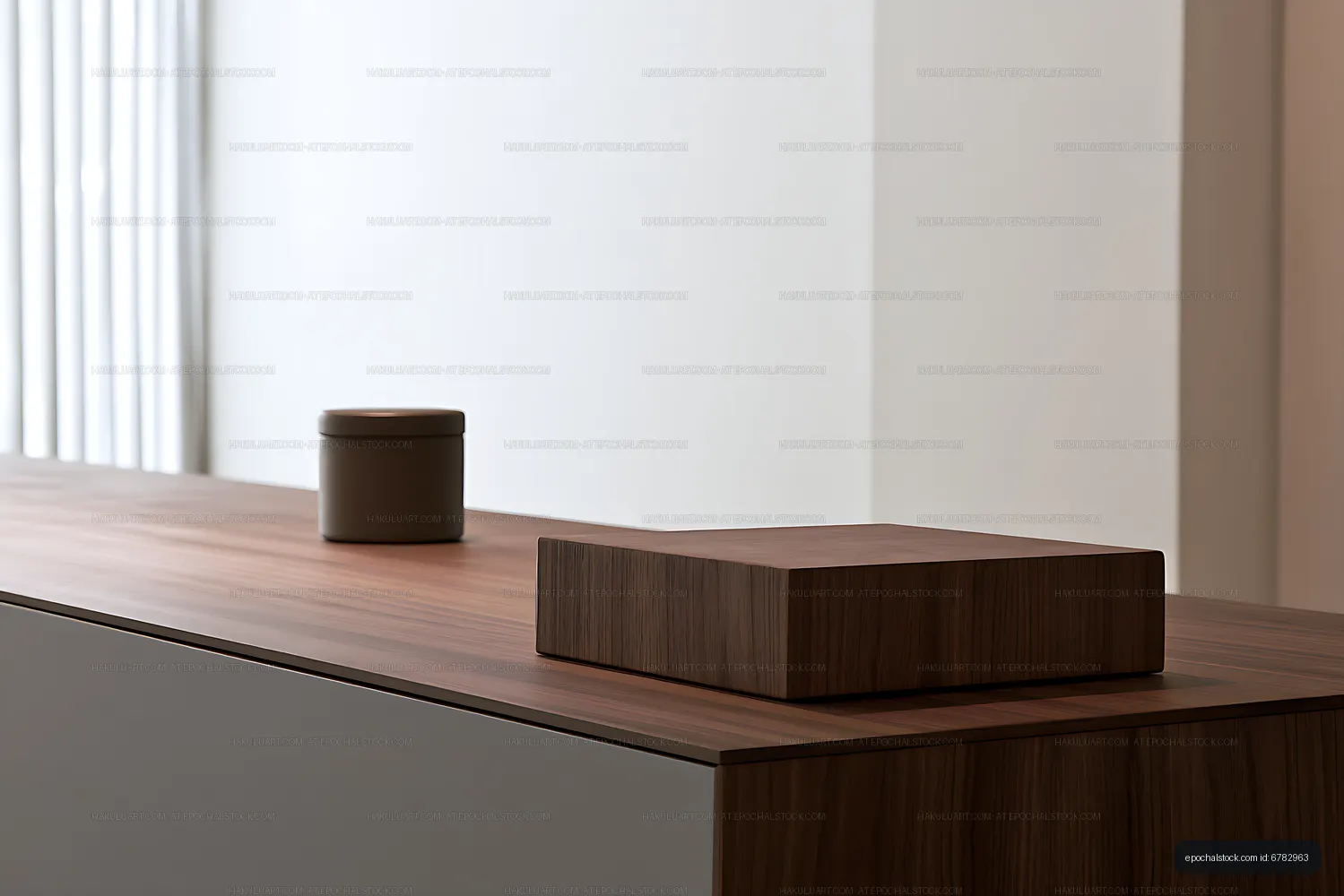 Modern wooden tabletop with simple decorative accents