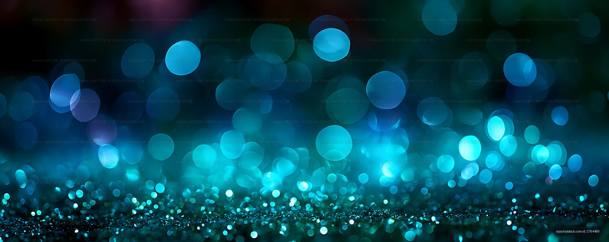 Blue bokeh lights with sparkling reflective foreground