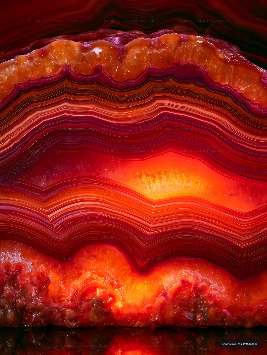 Red orange agate with flowing mineral layers
