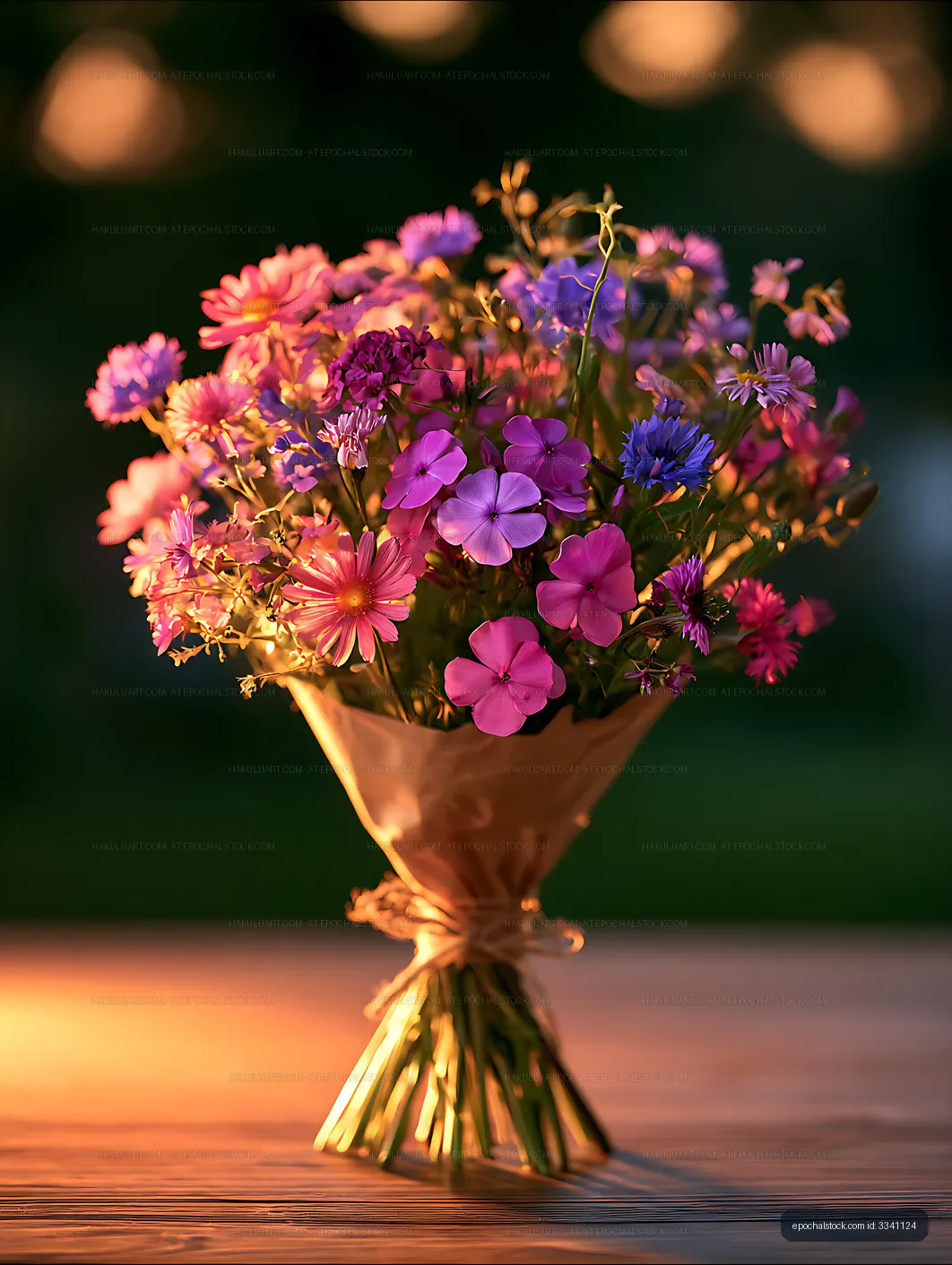 Colorful mixed flowers wrapped in paper