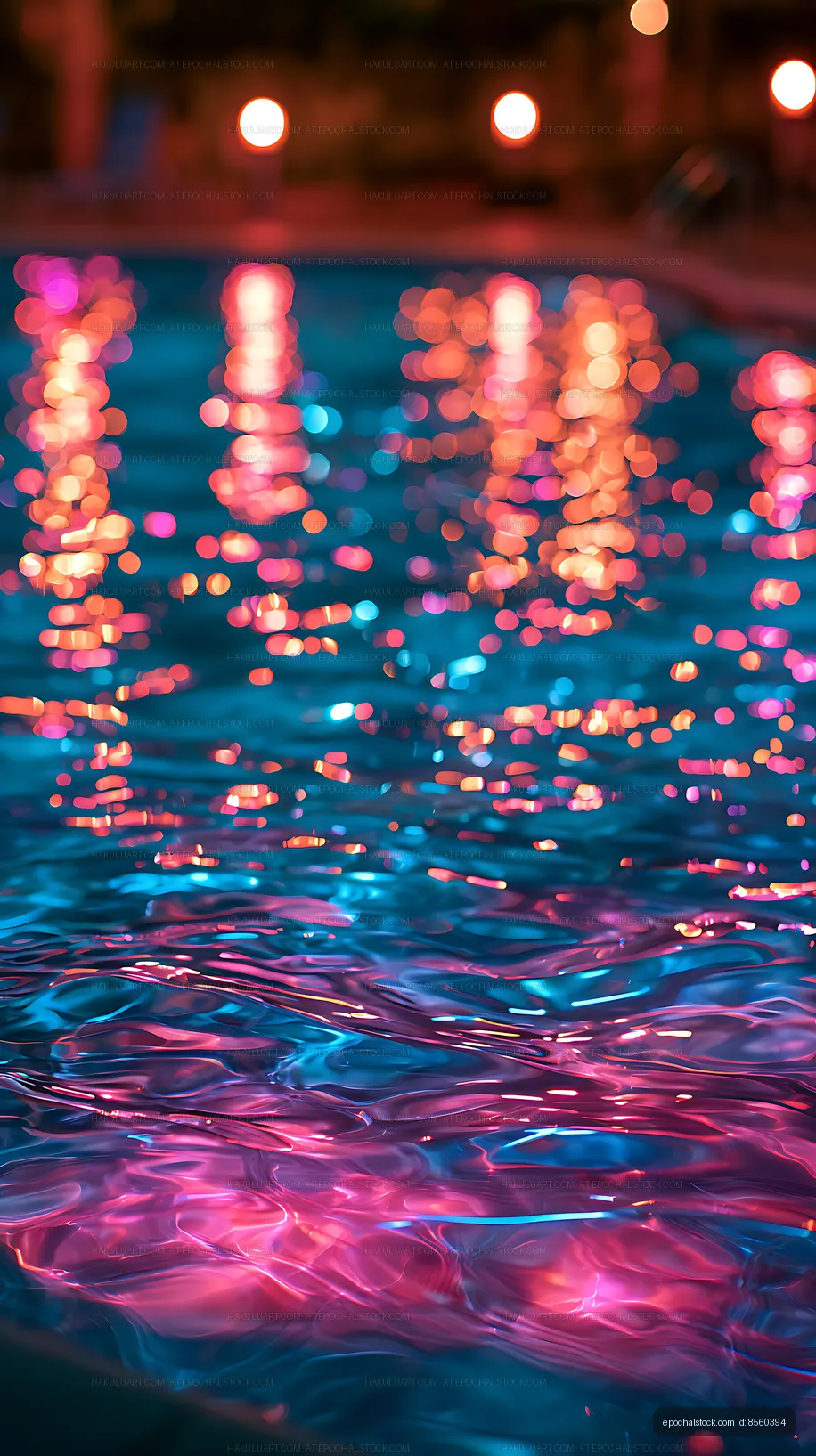 Vibrant abstract light reflections on water