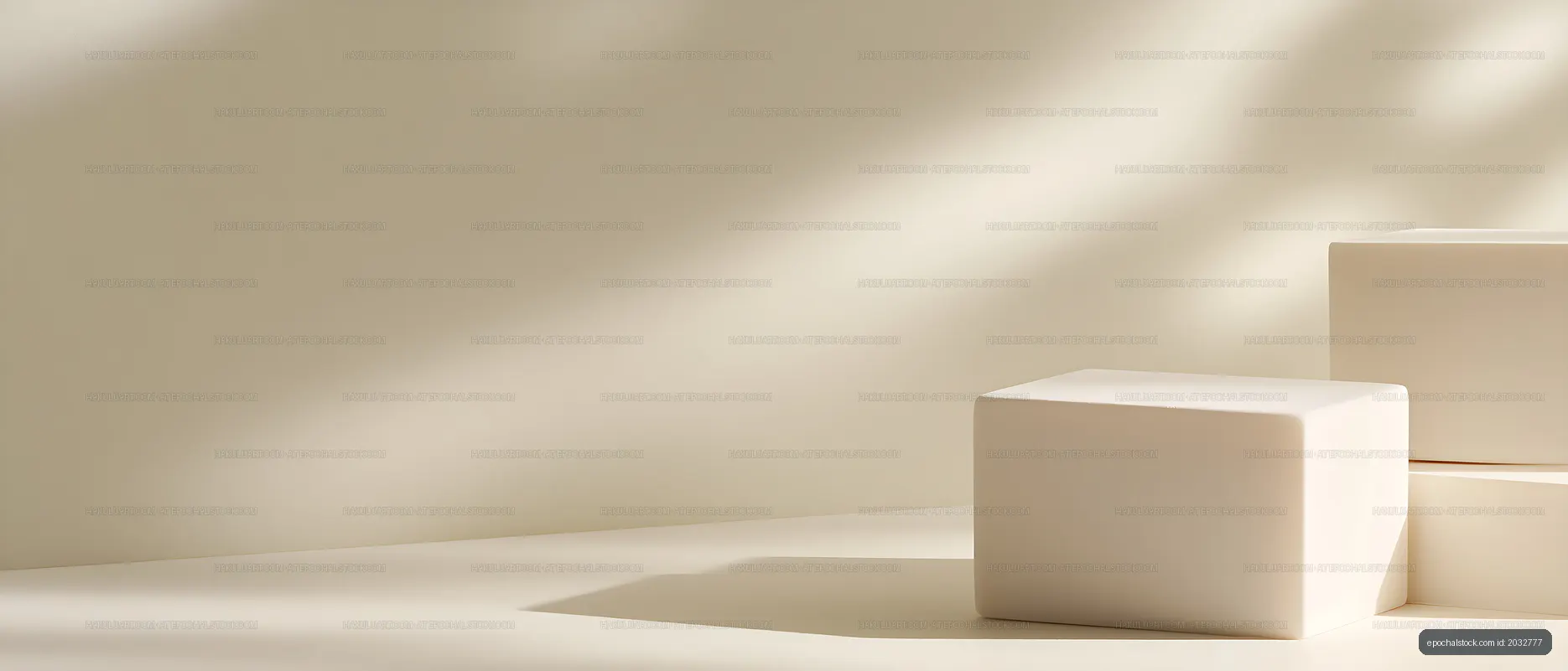 Minimal cream geometric block scene with soft shadows