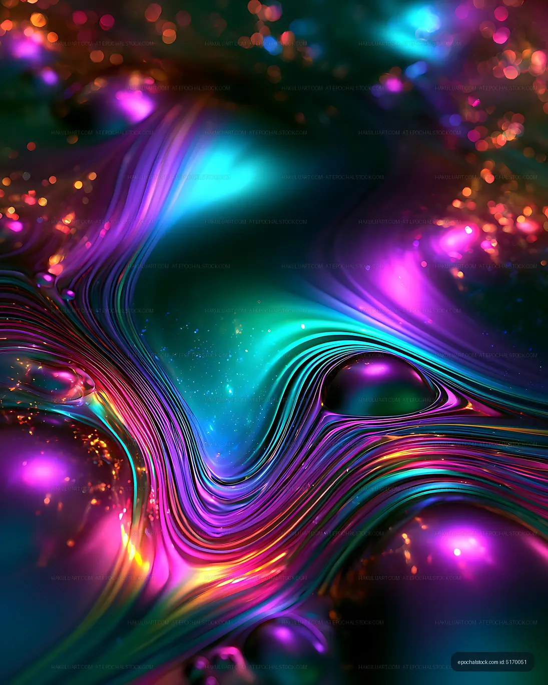 Glowing multicolor abstract fluid waves