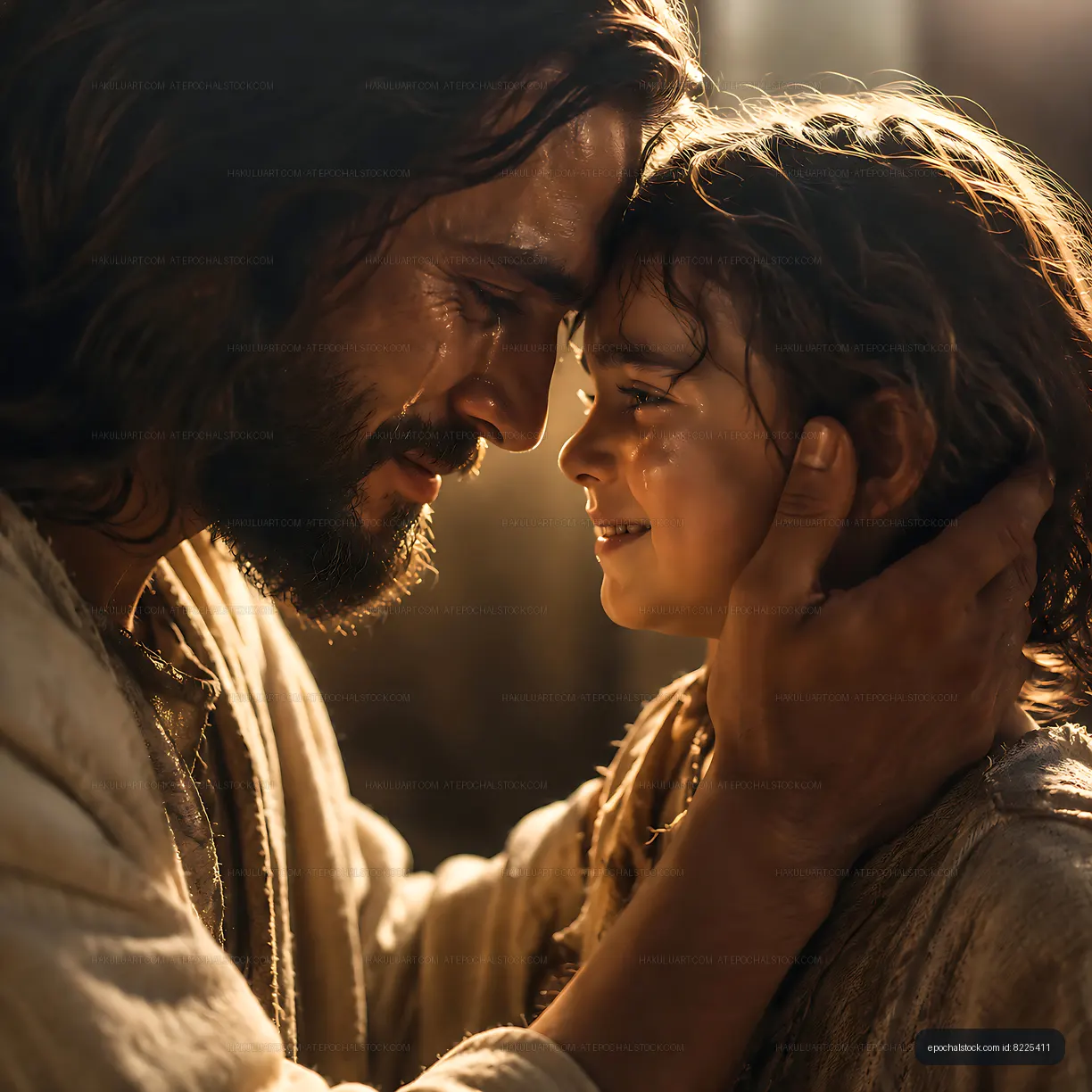 Father and child sharing a moment in a warm setting