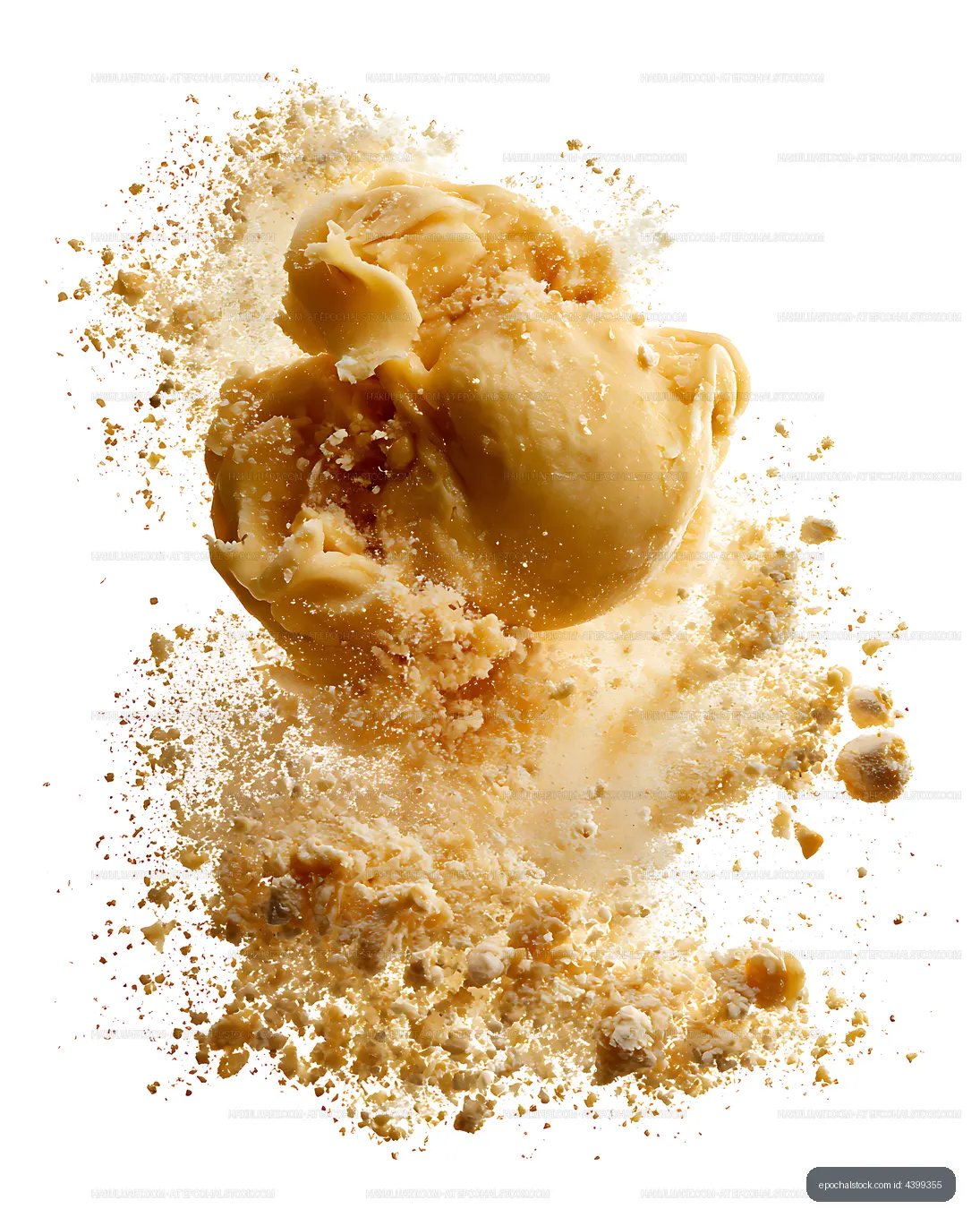 Close-up golden dumplings with sauce splash