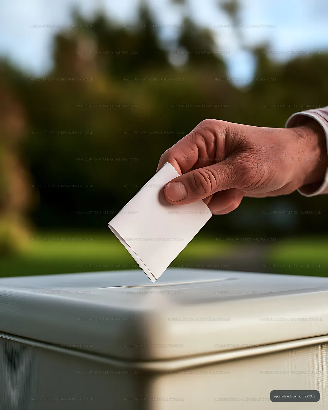 Blank Ballot Entering a Voting Box