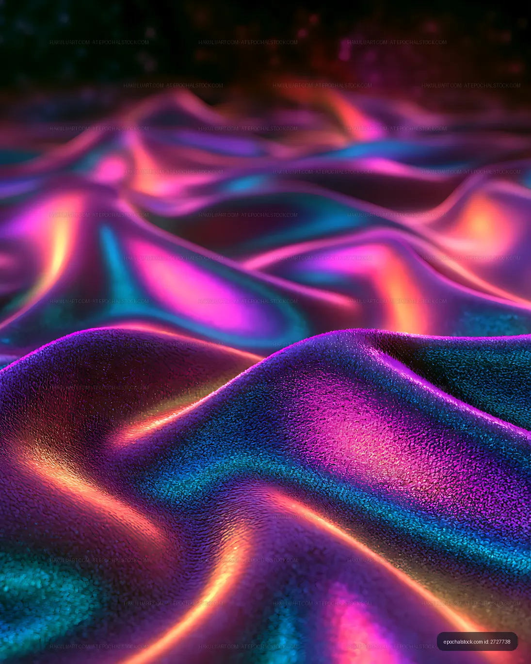 Futuristic neon light across abstract rippled textures