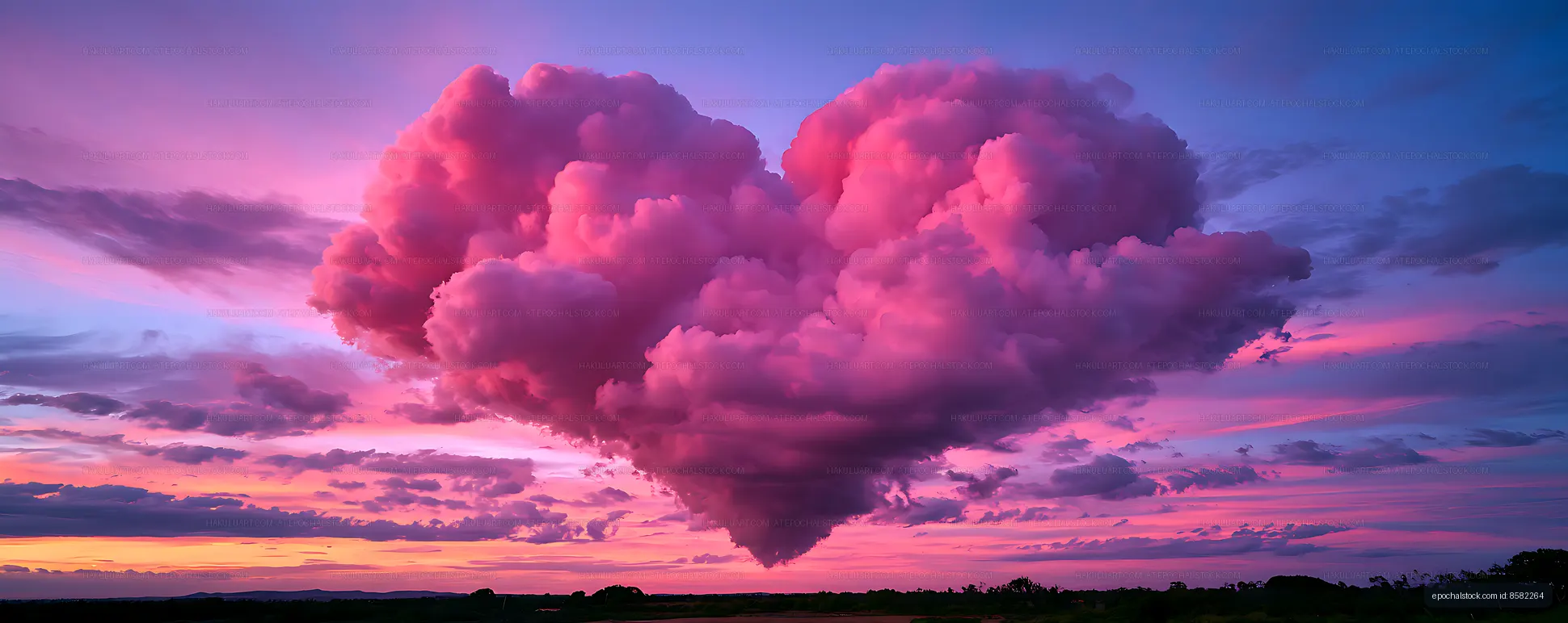 Vivid purple and pink storm clouds at twilight