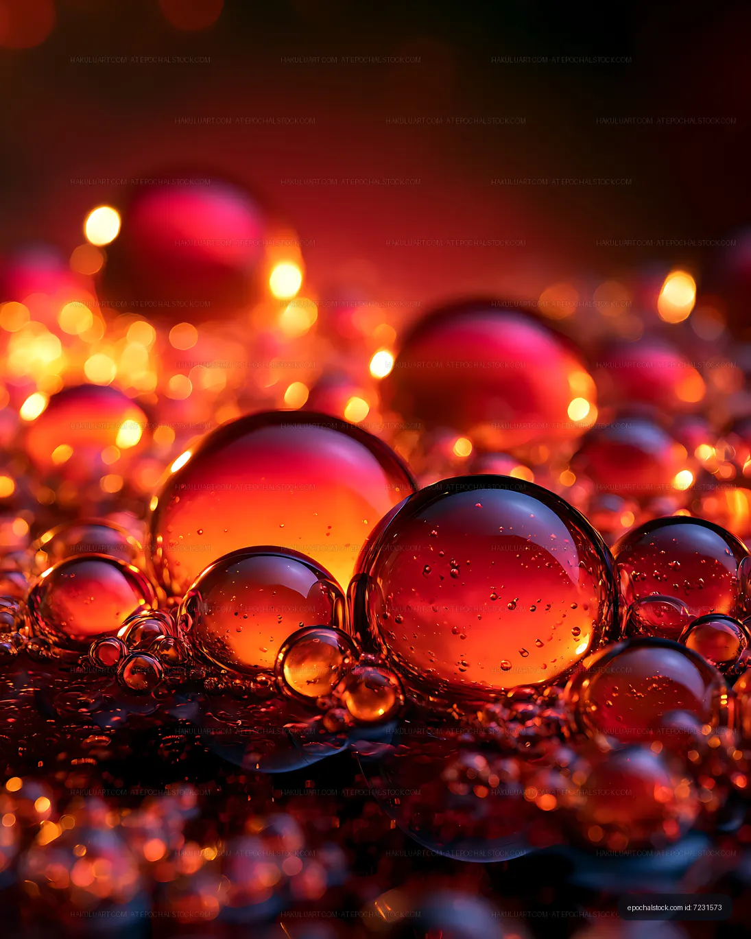 Glowing abstract bubbles in red, orange, and blue