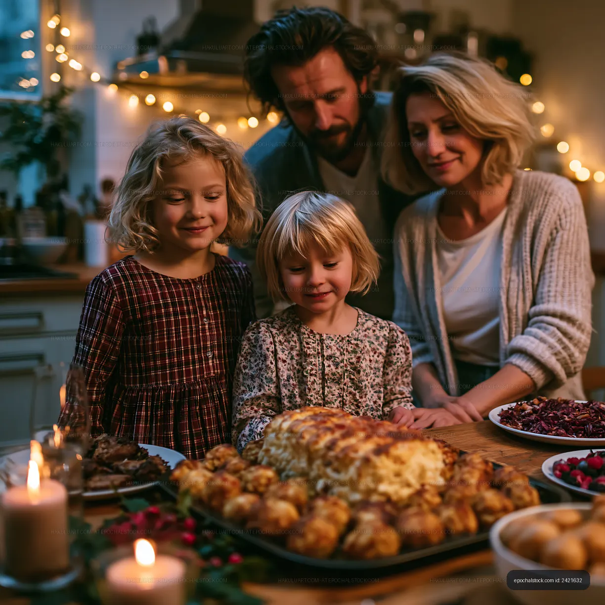 Family enjoying a holiday meal with homemade dishes
