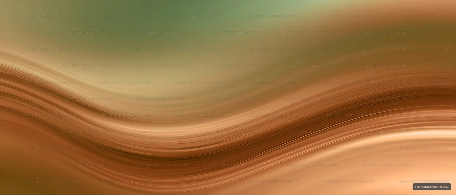 Warm abstract flowing lines with green and copper tones