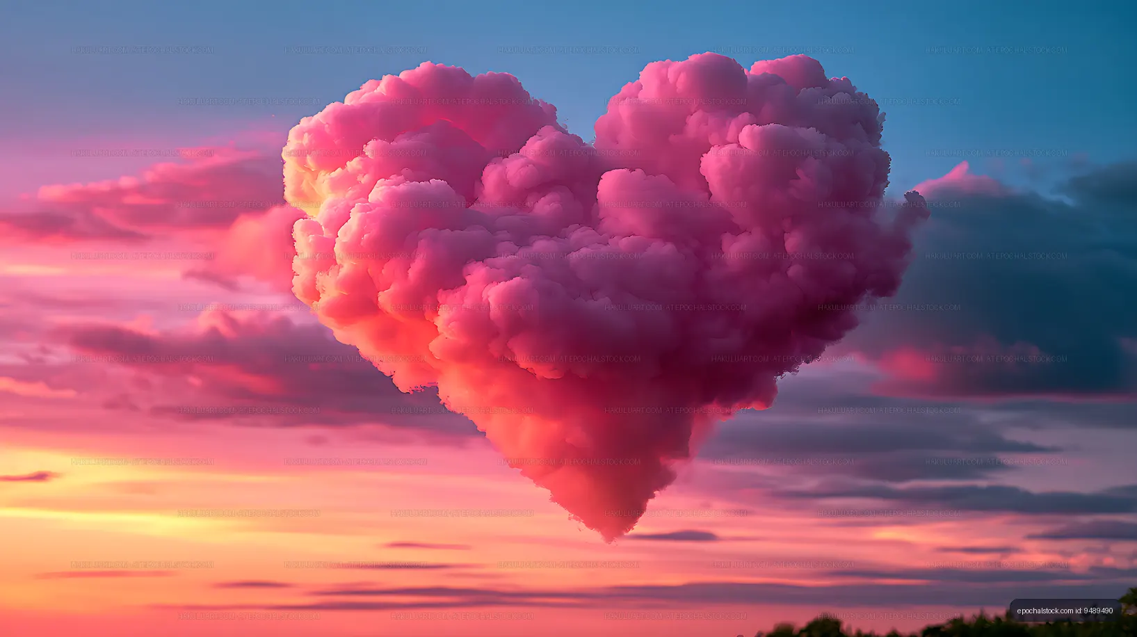 Vivid pink thundercloud above a glowing sunset horizon