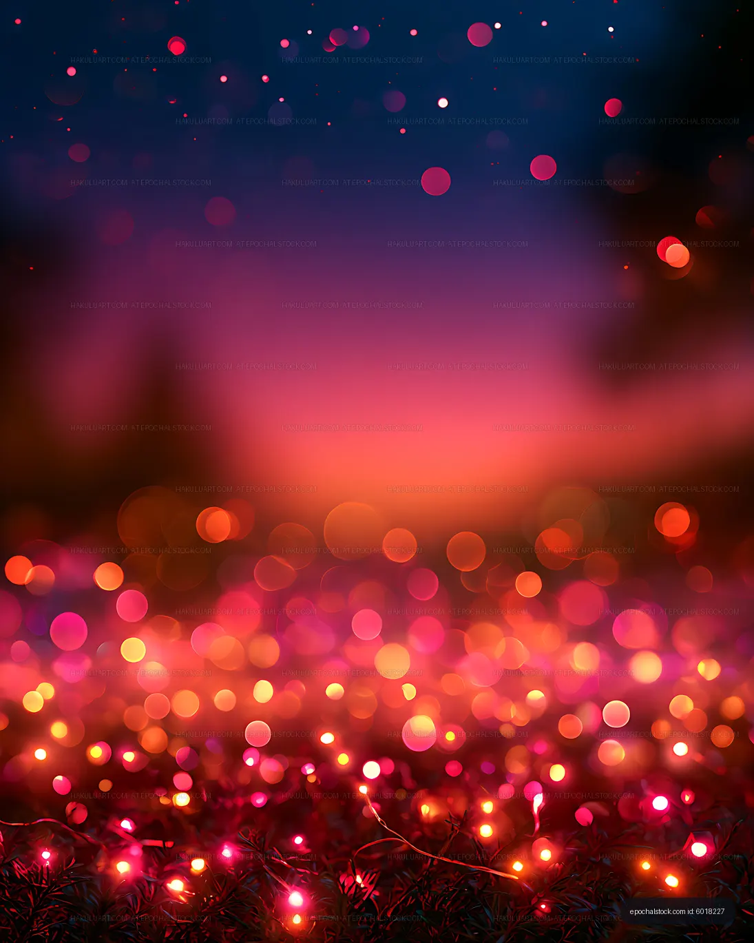 Neon bokeh string lights with colorful glowing foreground