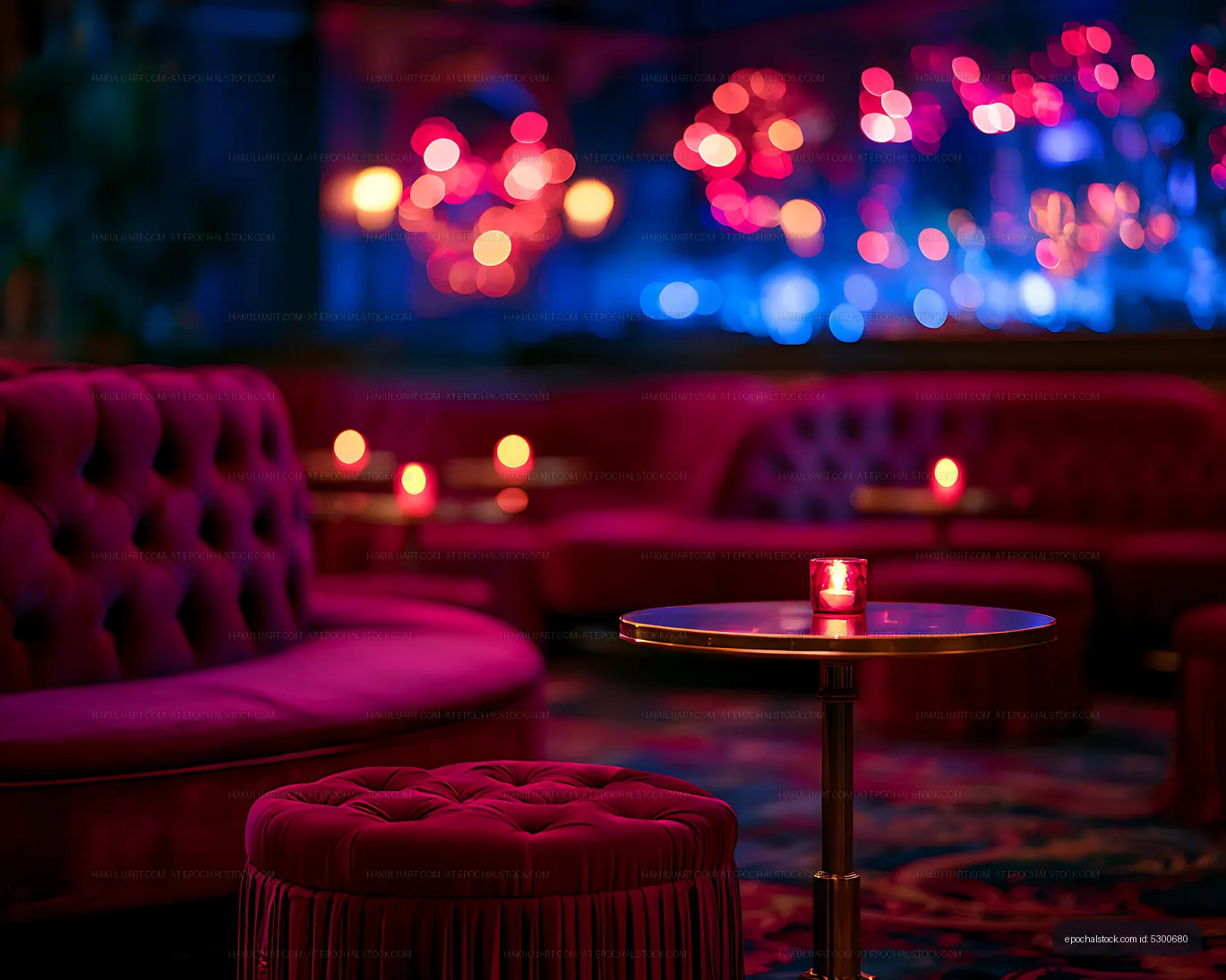 Elegant lounge seating beside a candlelit table