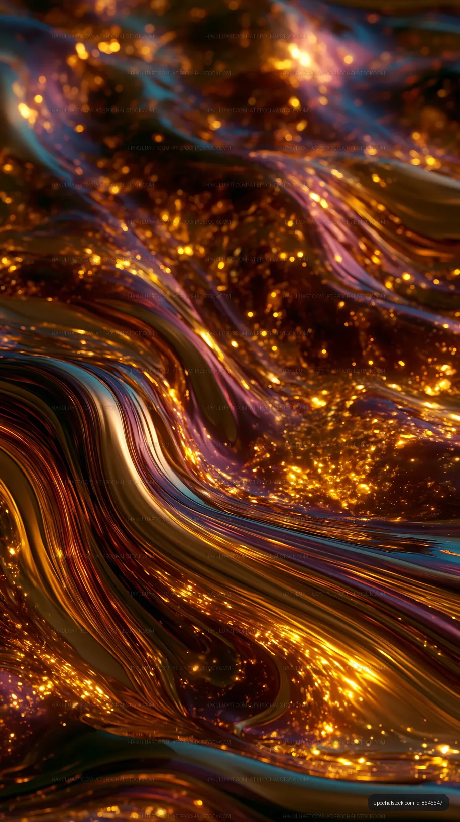 Abstract bronze and purple waves with golden shimmer