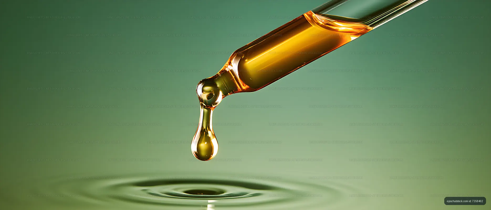 Luminous liquid drop above green ripples