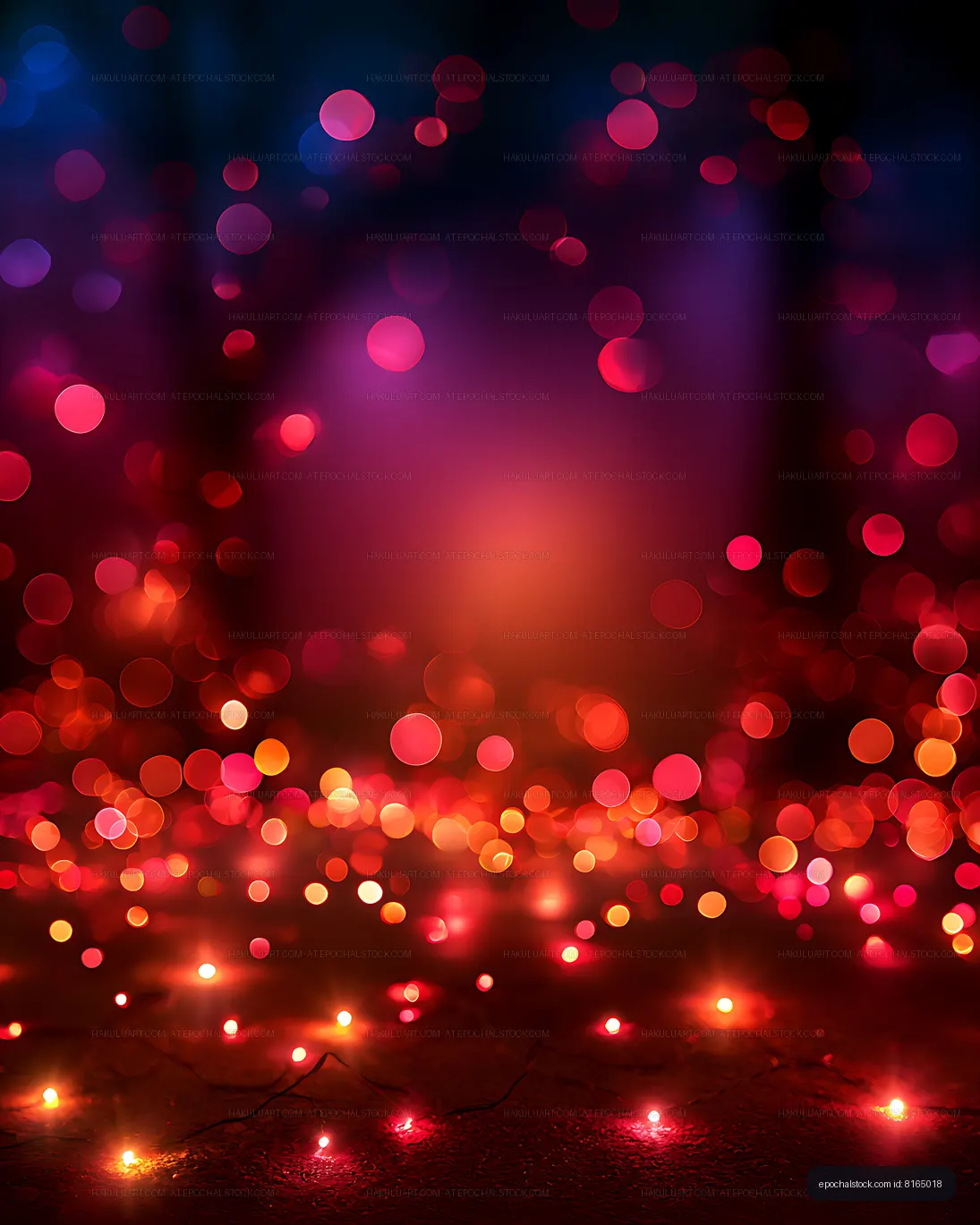 Vibrant bokeh light background with illuminated string lights