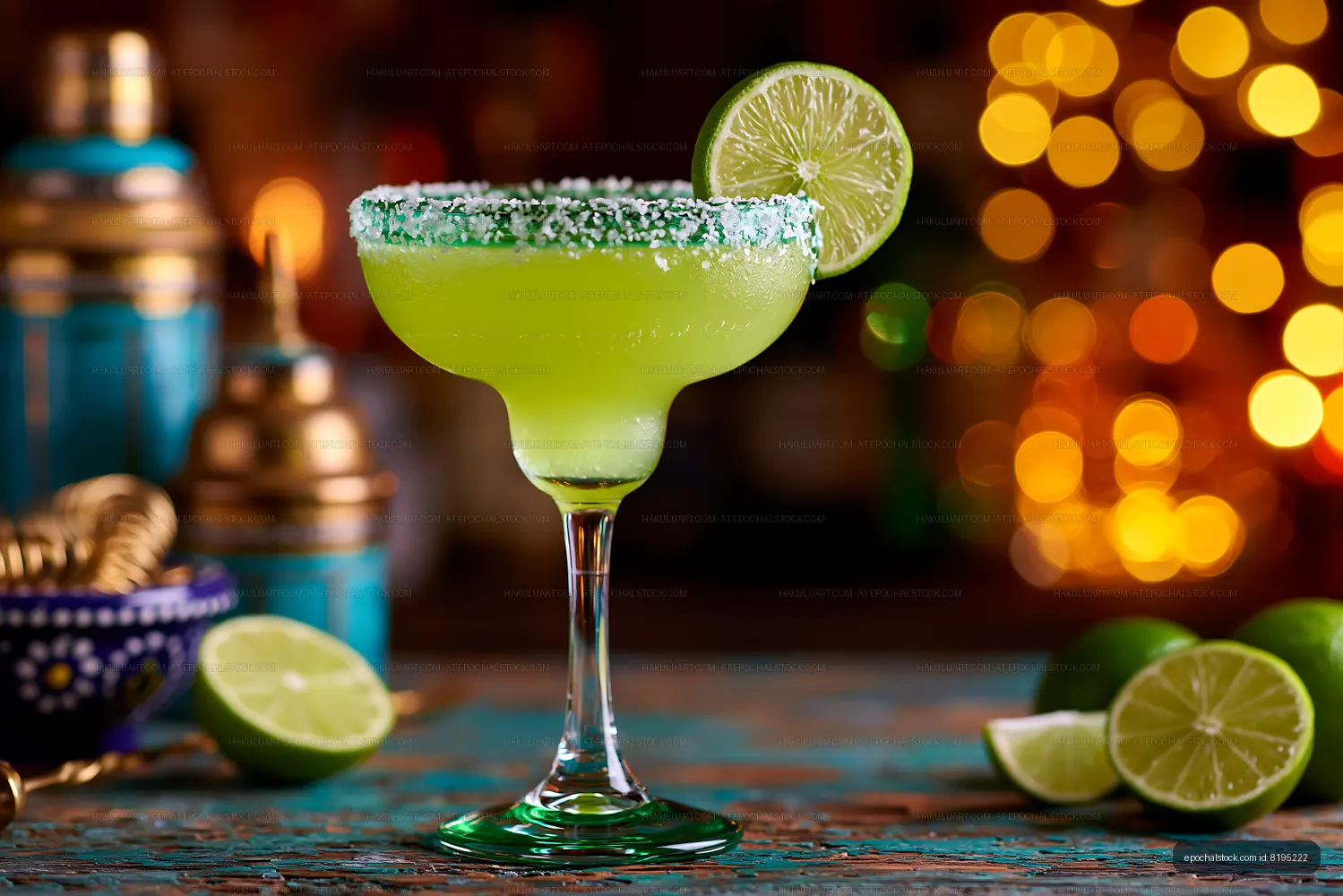 Margarita with salted rim and fresh lime