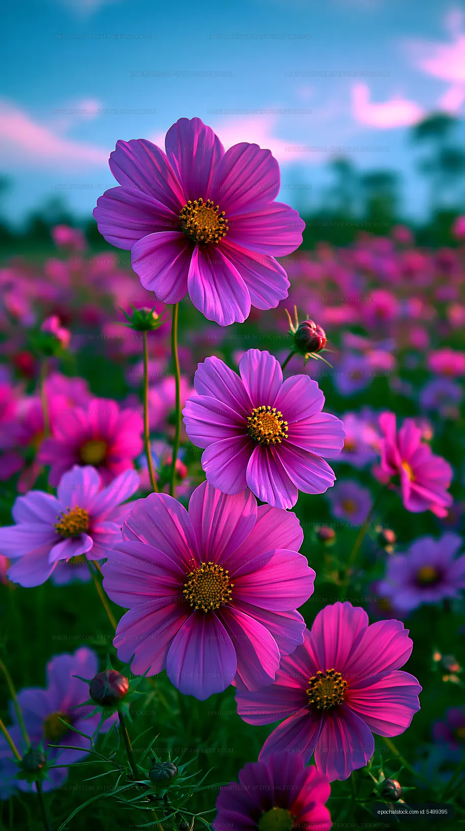 Vibrant pink flowers blooming in a sunny field during daytime