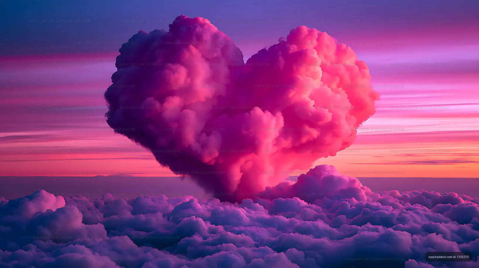 Pink and purple cloudscape beneath a glowing sunset sky