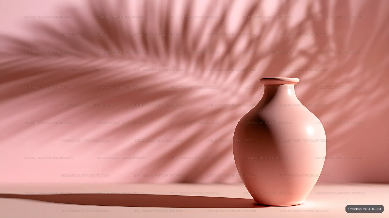 Pink ceramic vase in a softly dramatic still life
