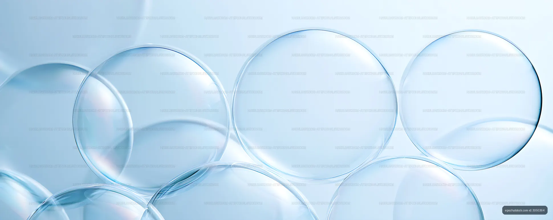 Soft blue abstract composition with transparent bubbles