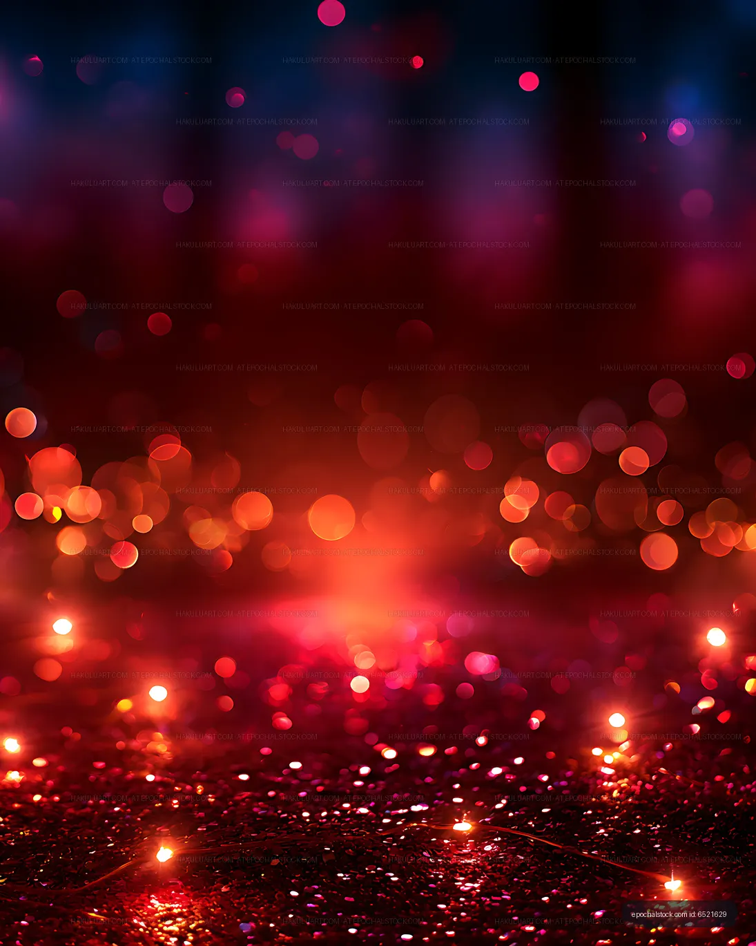 Vivid abstract bokeh illumination in red, orange, pink, and blue