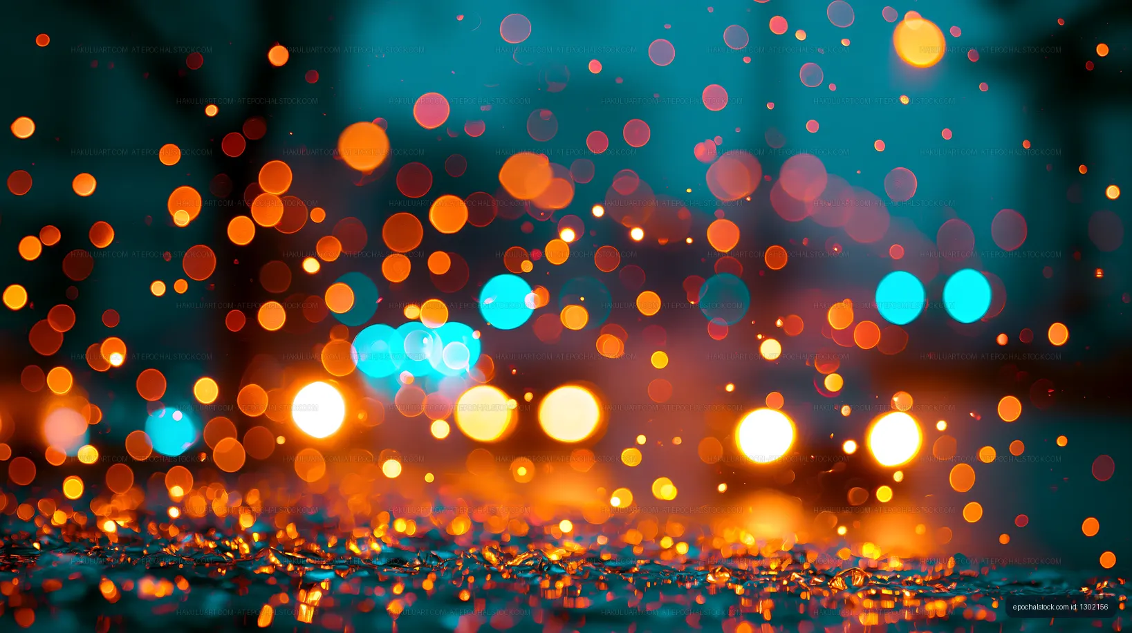 Colorful bokeh lights create a vibrant background in the city