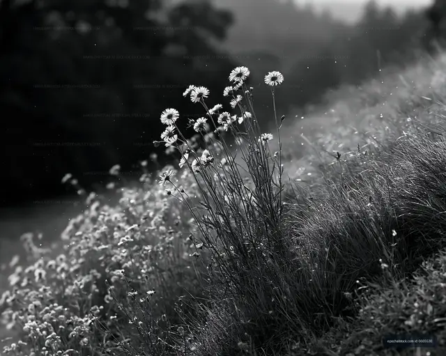 Wildflowers growing on a hillside during the day