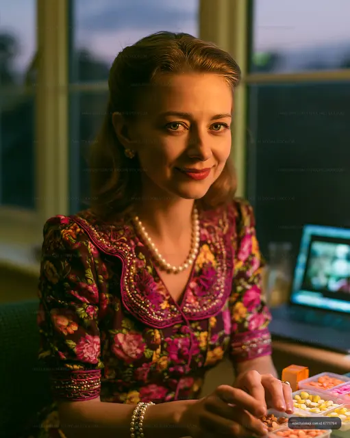 Woman playing a board game in a cozy room during evening