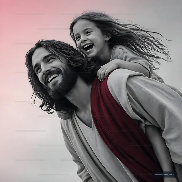 Man carries girl on his back while smiling outdoors