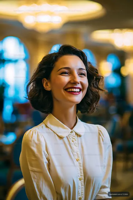 Young woman smiling in indoor setting