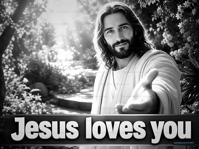 Jesus offers love and compassion in a serene garden setting