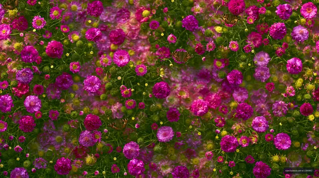 Colorful flower field in bloom during sunny day