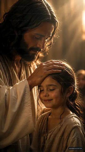 Fatherly embrace between man and girl in warm light
