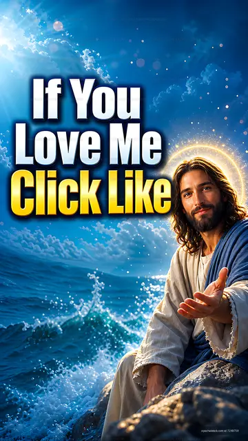 Jesus asking for likes near the ocean